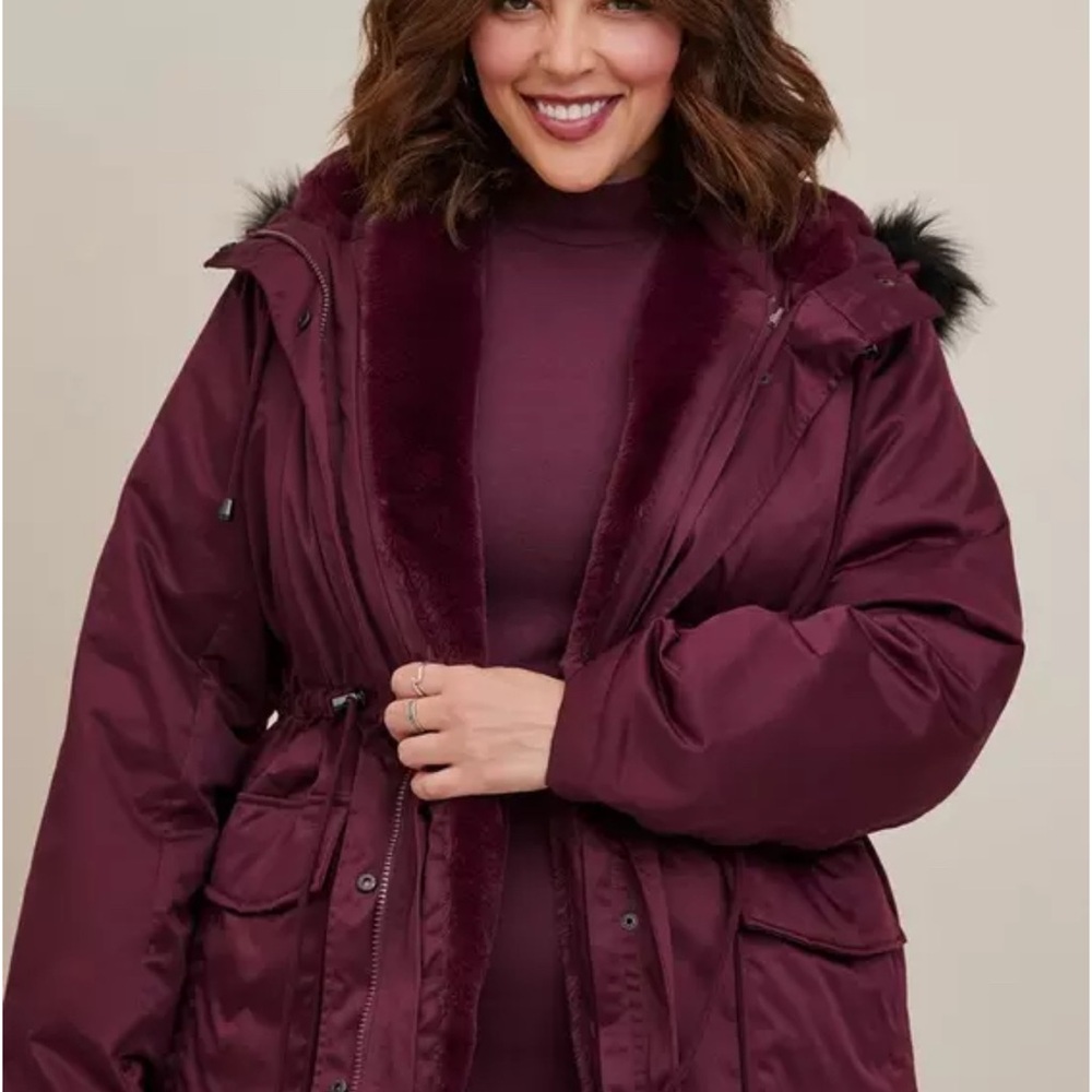 Black Torrid Nylon 3 In 1 Parka Puffer Coat Jacket size 2 - Picture 10 of 11